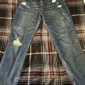 Abercrombie & Fitch Distressed Straight Leg Jeans - Blue